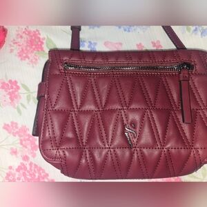 Elegant Quilted Burgundy Crossbody Bag & Wallet